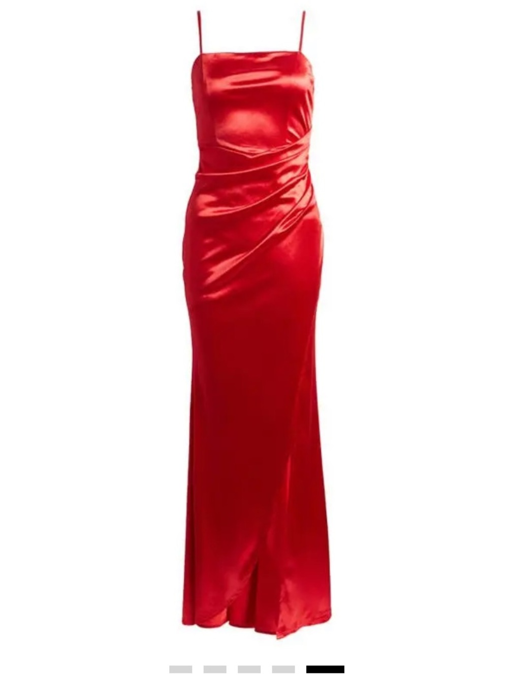 Emerald Sundae Red Satin spaghetti straps Column Dress